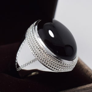Aqeeq Ring Mens Real Stone Black Blood Red Yemeni Aqeeq Akik Aqiq Rings Natural Big Agate Bague Heavy Sterling Silver Jewelry Handmade Ring