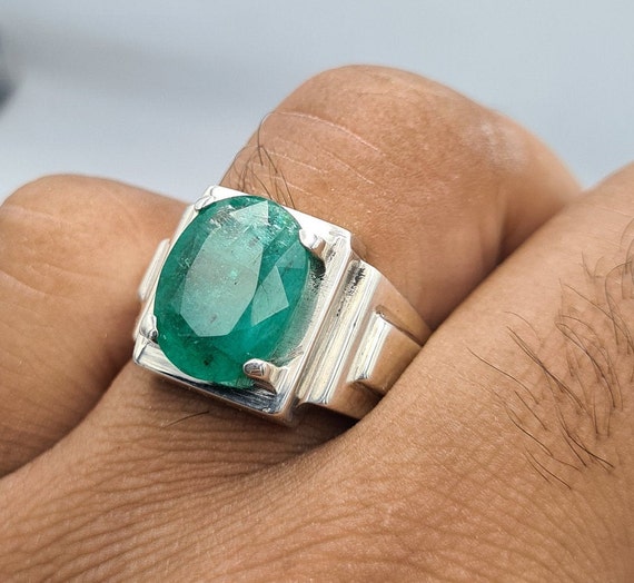 Uomo Anello smeraldo Naturale Grande Esmeralda Pietra Pasqua Gioielli Regalo per Lui Gioielli fatti a mano Uomo smeraldo pietra verde smeraldo smeraldo regalo di Natale Etsy Italia