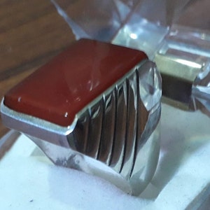 Beautiful Dark Brown Blood Red Yemeni Aqeeq Ring Yamni Akik Agate Bague Carnelian Agate Ring 925 Sterling Silver Men's Handmade Silver Ring