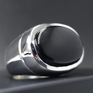 Black Aqeeq Men Sterling Silver 925 Black Carnelian Hakik Ring Perfect Gift for Husband,  Jewelry Gift, Edwardian Ring, Gift for Boyfriend