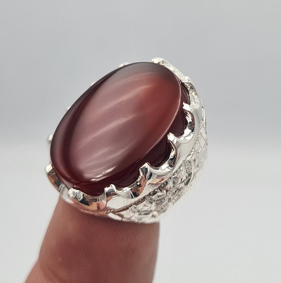 Handmade Beautiful Real Brown Red Yemeni Aqeeq Ring Hakik India | Ubuy