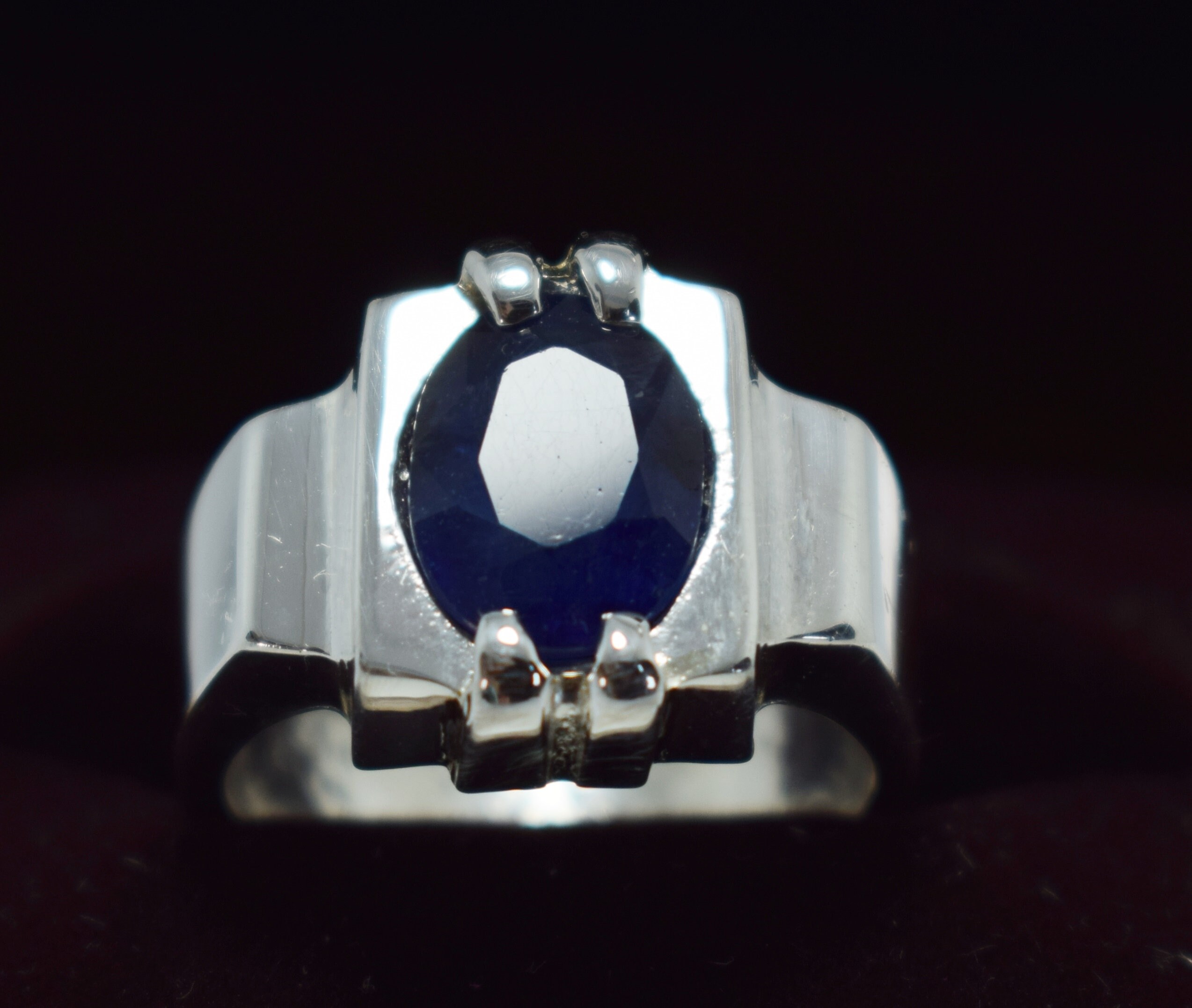 Sapphire Ring Dark Blue Kashmir Sapphire Stone Mens Real | Etsy