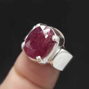 Vintage Red Ruby Ring Engagement Ring, Round Cut Gems, Art Deco Diamond Wedding Band, 3 Stone Unique Women Bridal Promise Ring,14K Rose gold