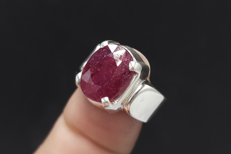 Vintage Red Ruby Ring Engagement Ring, Round Cut Gems, Art Deco Diamond Wedding Band, 3 Stone Unique Women Bridal Promise Ring,14K Rose gold