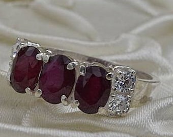 Natural Pigeon Blood Red Ruby Ring Dark Red Ruby Band Natural Stone 925 Sterling Silver Mens Handmade Band Ruby Ring Ruby Band Dark Red Ruby