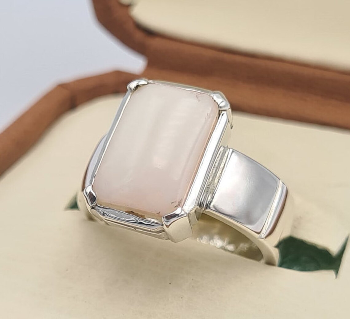 Opal Ring White Opal Stone Mens Opal Sterling Silver Handmade Etsy