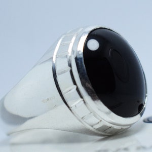 Men Black Blood Red Yemeni Aqeeq Ring Yaman Akik Yemen Aqiq Agate Silver Bague 925 Sterling Silver Handmade Dark Black Aqeeq Stone