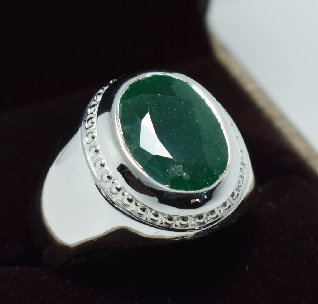 Emerald Ring Natural Green Emerald Stone Holloween Day Gift - Etsy