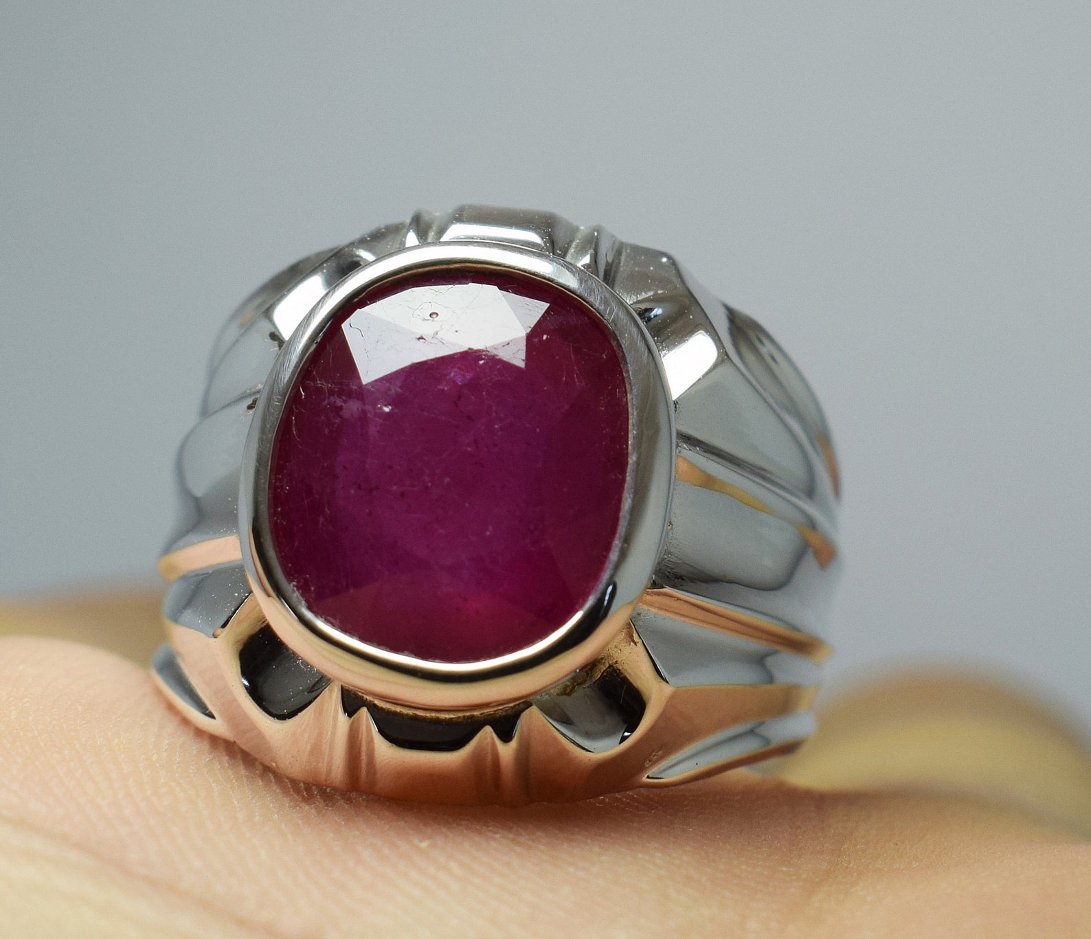 Ruby Ring Mens Real Ruby Stone Ring Natural Gemstone Handmade Etsy