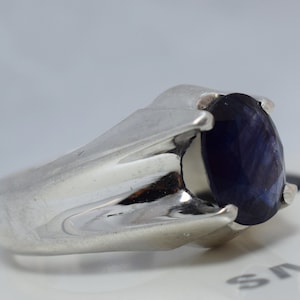 Blue Sapphire Ring 925 Sterling Silver Natural Sapphire Dark Kashmir Color Sapphire Mens Sapphire Men&#39;s Handmade Silver Ring Sapphire Bague