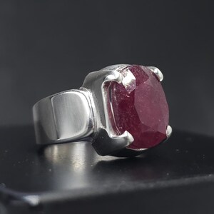 Mens Cushion Cut Ruby Ring, Unisex natural ruby ring, Mens ruby and diamond ring, Vintage Art Deco Ruby Mens Ring, Mens Ruby Pinky Ring