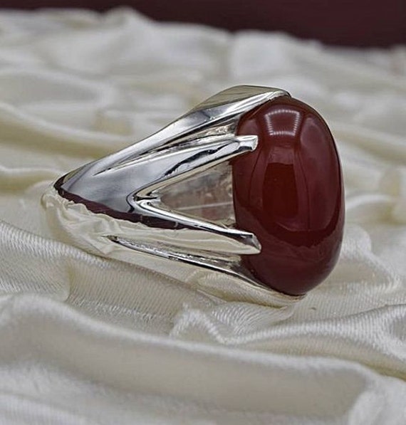 Mens Aqeeq Ring Natural Brown Red Agate Bague Modern Aqeeq Ring Design Men  Real Akik Aqiq Hakik Gemstone Jewelry Best Christmas Gift for Him - Etsy