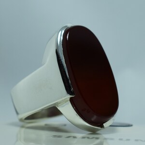 Yemeni Aqeeq Agate Sterling Silver Ring, Handmade Mens Jewelry