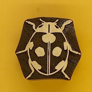 Handgesneden Indiaas houten drukblok Fat Beetle; textielstempel; aardewerk stempel,