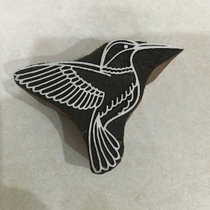 Fair Trade-stempel, zoemende vogel handgesneden houten stempel; Traditioneel houtblok voor het stempelen van textiel; Aardewerkstempel; Kleistempel;
