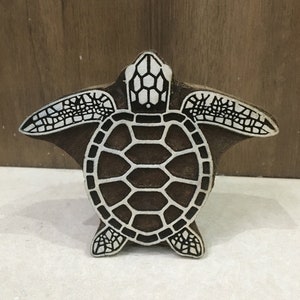 Fair Trade Turtle stamp; pottery stamp; Indian stamp; wood printing block; tortoise stamp; hand carved stamp; batik stamp