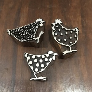 Funky Chickens Indian Artistic Handicraft Items Wooden Printing Block,Tjaps,Batik stamps,pottery stamps,clay stamps,Indian wooden stamps….