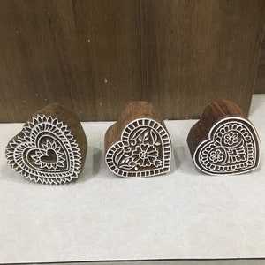Fairtrade handgesneden Indiase harten, hennastempels, Valentijnsdag hartstempel, stof textieldruk, papier en karton, bruiloftsmotief