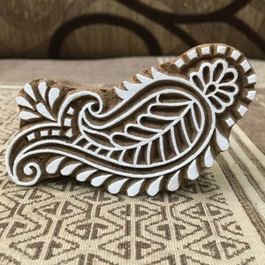 Paisely, bloc d'impression indien en bois sculpté à la main ; tampon textile; tampon de poterie,
