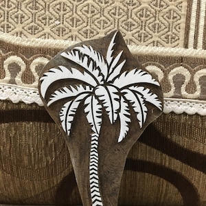 Un palmier, planche d'impression indienne en bois sculptée à la main ; tampon textile; tampon de poterie,