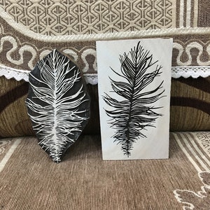 Veerpositief en negatief, met de hand gesneden Indiaas houten drukblok; textielstempel; aardewerk stempel,