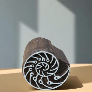 Conch Shell,  hand carved Indian wood printing block; textile stamp; pottery stamp,