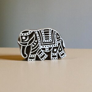 A small elephant  01,  hand carved Indian wood printing block; textile stamp; pottery stamp,
