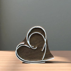 Hand Carved Indian Wood Block Stamp, Heart of Lines Design