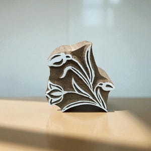 Ivy leaf,  hand carved Indian wood printing block; textile stamp; pottery stamp,