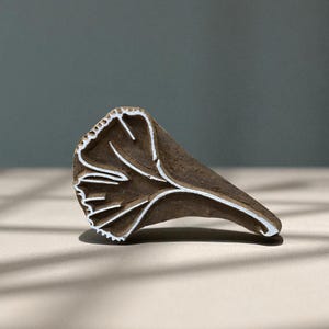 Ginko Leaf Wooden Printing Block, Hand Carved Indian Stamp