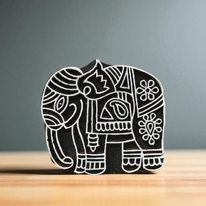 Sleepy Elephant,  hand carved Indian wood printing block; textile stamp; pottery stamp,