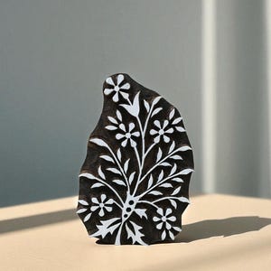 Floral 101,  hand carved Indian wood printing block; textile stamp; pottery stamp,