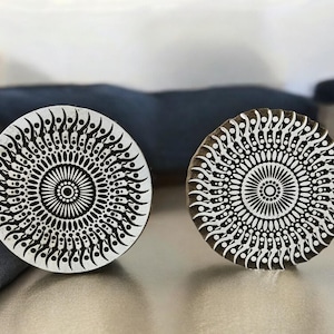 Mandala Pair Positive & Negative Wooden Batik Stamps Tjaps, hand carved Indian wood printing block; textile stamp; pottery stamp,