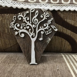 Arbre chantant, bloc d'impression indien en bois sculpté à la main ; tampon textile; tampon de poterie,