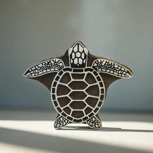 Hand Carved Turtle Stamp, Indian Rosewood Printing Block