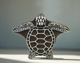 Handgeschnitzte Schildkröte Stempel, indische Palisander Druckblock