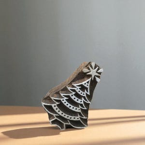 Oriental Christmas Tree  hand carved Indian wood printing block; textile stamp; pottery stamp,