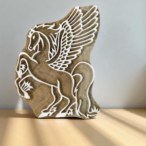 Pegasus  hand carved Indian wood printing block; textile stamp; pottery stamp,