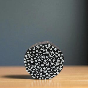 Fleurs d'allium, bloc d'impression en bois indien sculpté à la main ; tampon textile; tampon de poterie,