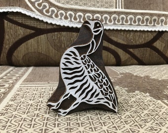 An Ostrich  hand carved Indian wood printing block; textile stamp; pottery stamp,