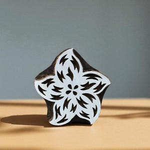Funky Star,  hand carved Indian wood printing block; textile stamp; pottery stamp,