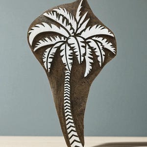 A Palm Tree,  hand carved Indian wood printing block; textile stamp; pottery stamp,