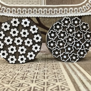 Daisy Group Mandala Negative & Positive, met de hand gesneden Indiaas houten drukblok; textielstempel; aardewerk stempel,