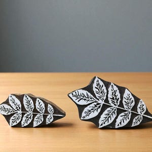 リーフペア、手彫りのインドの木製印刷ブロック、織物スタンプ、陶器スタンプ、