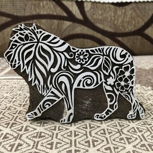 León Zentangle, bloque de impresión de madera india tallado a mano; sello textil; sello de cerámica,