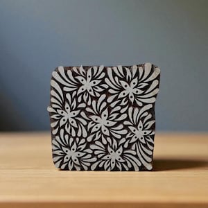 Floral Repeat Pattern Indian hand carved wood block stamp, traditional stamp block for textile and fabric printing, pottery, DIY; Tjaps,