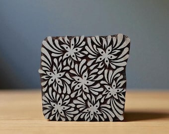 Floral Wood Block Stamp, Indian Textile Printing, 8x8cm