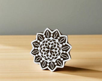 Small Mandala, hand carved Indian wood printing block; textile stamp; pottery stamp,