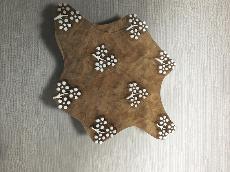 Houten booti-stempel met bloemen, Indiaas textieldrukblok (10 cm) afbeelding 2