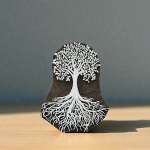 Bunchy Root Banyan Tree, hand carved Indian wood printing block; textile stamp; pottery stamp,